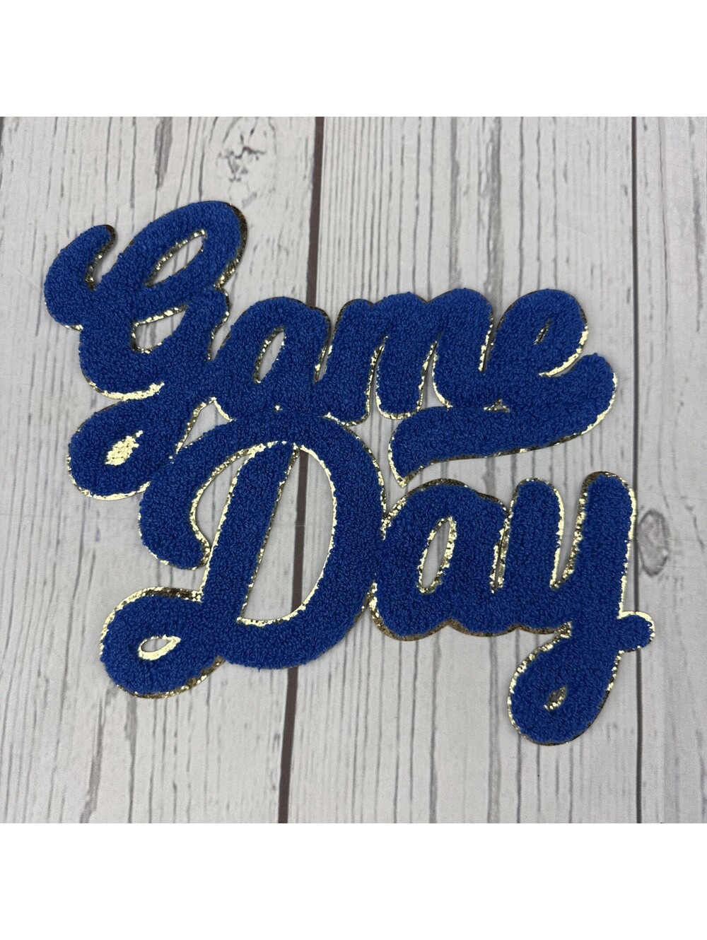 Chenille Iron-On Patch - 10 inch - Game Day - Royal blue mom Spiritwear sports